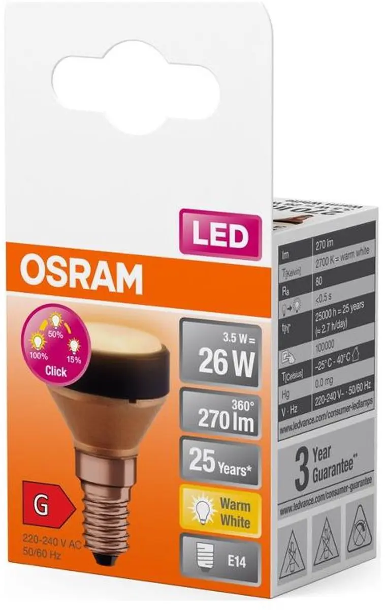 Osram LED E14 3.5W 270lm - Mat - Zeer Warm Wit - 3-Staps Dimbaar