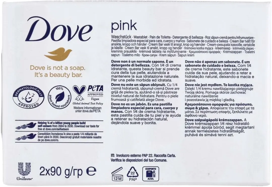 Dove Pink Beauty Bar 2x90g Zeep - Hydraterend
