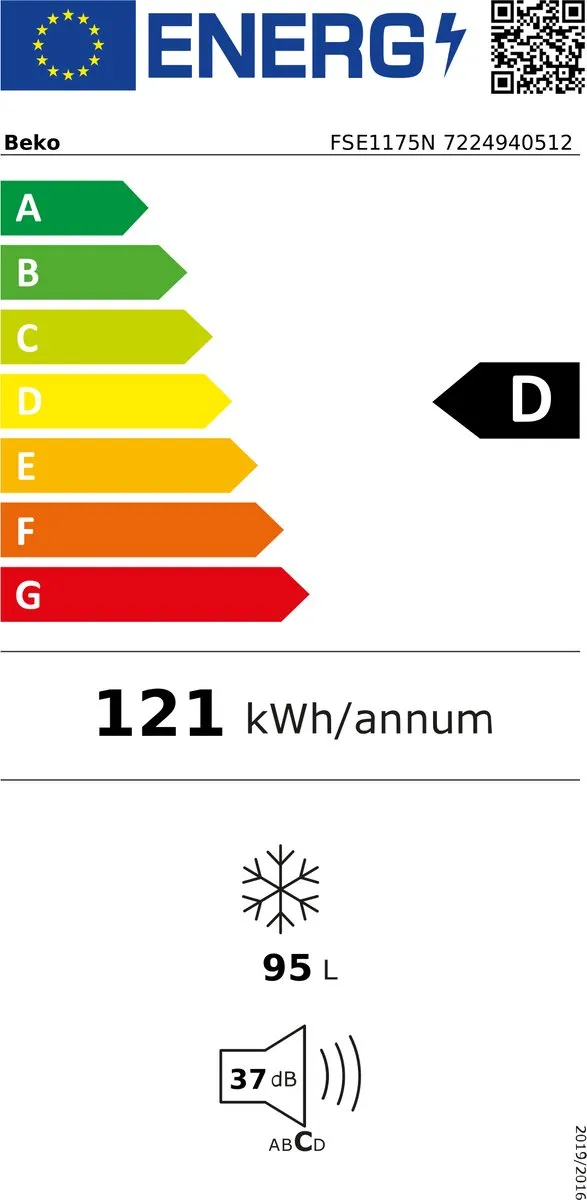 Beko FSE1175N Diepvriezer - 95L - 3 Vakken - Wit