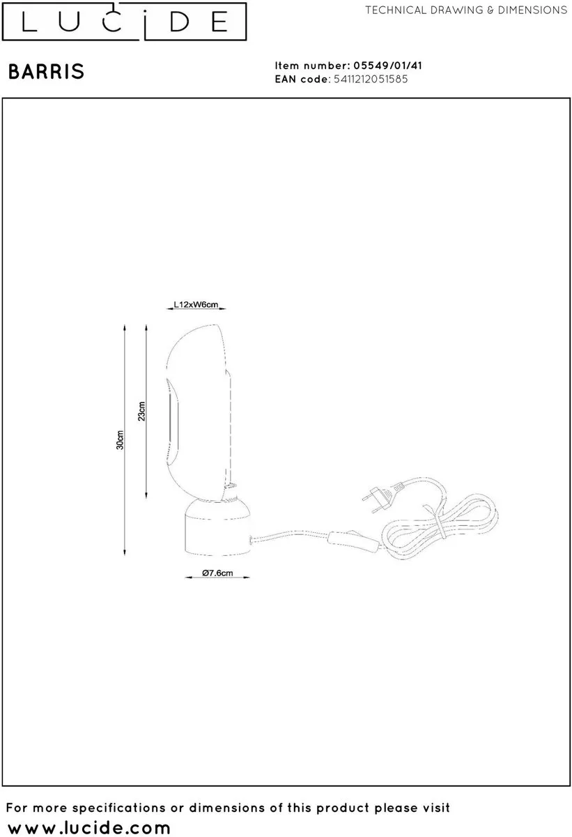 Lucide BARRIS Tafellamp E27 - Taupe - afbeelding 6 van 6