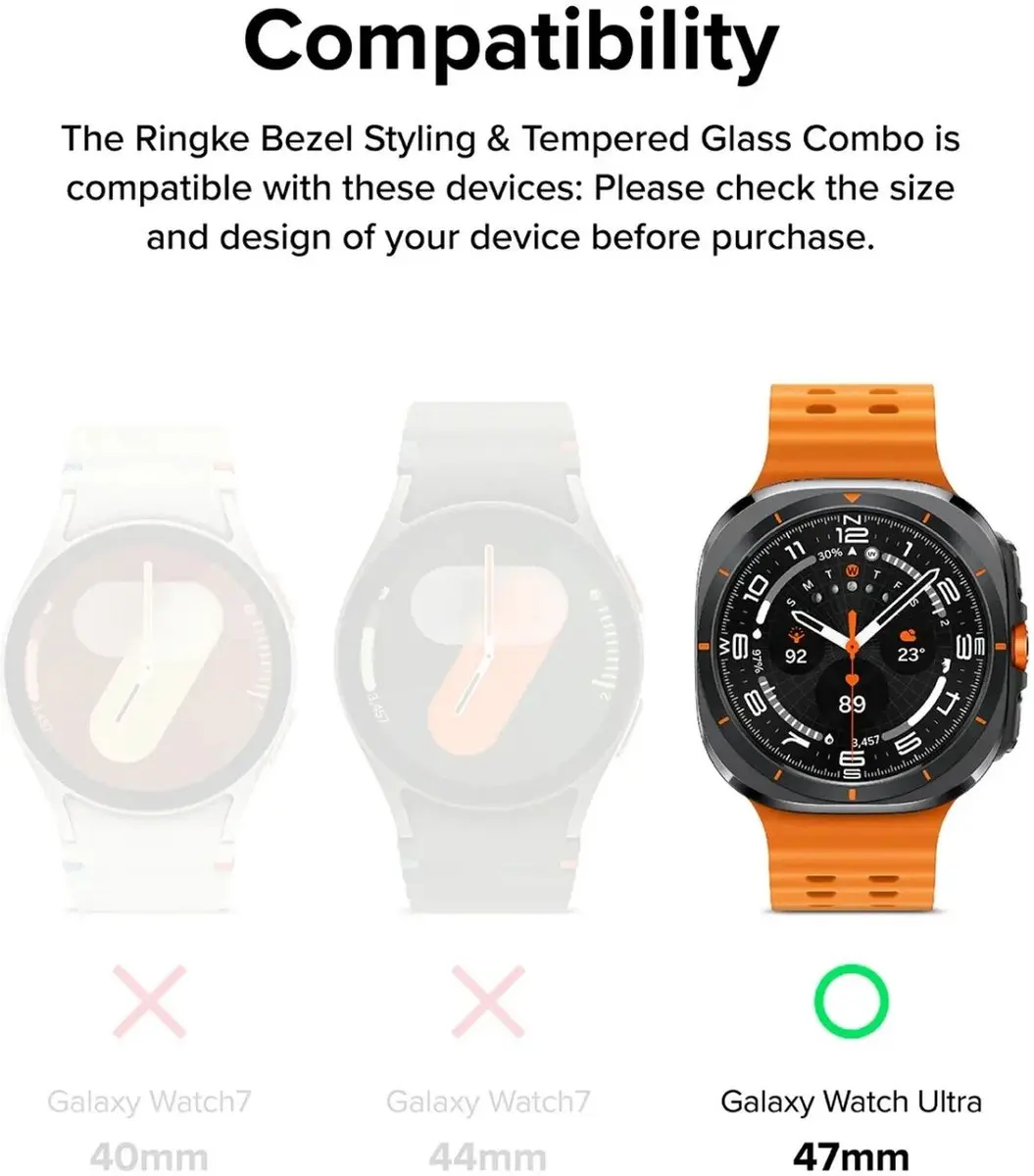 Ringke Bezel Styling + Tempered Glass Samsung Galaxy Watch Ultra 47mm - Zwart