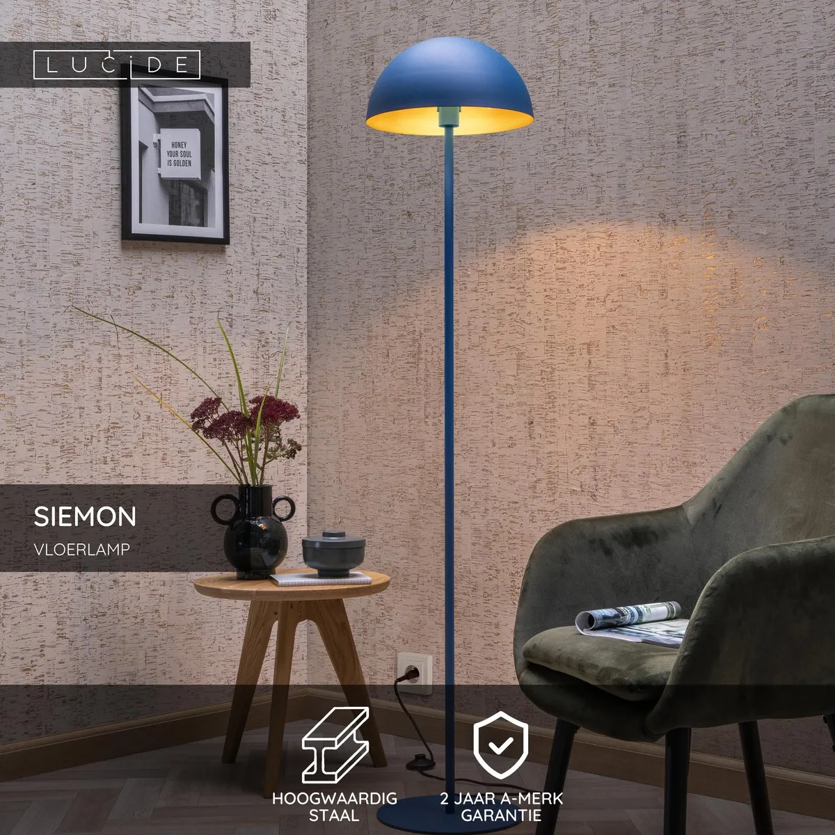 Lucide Siemon Vloerlamp Ø35cm - Blauw