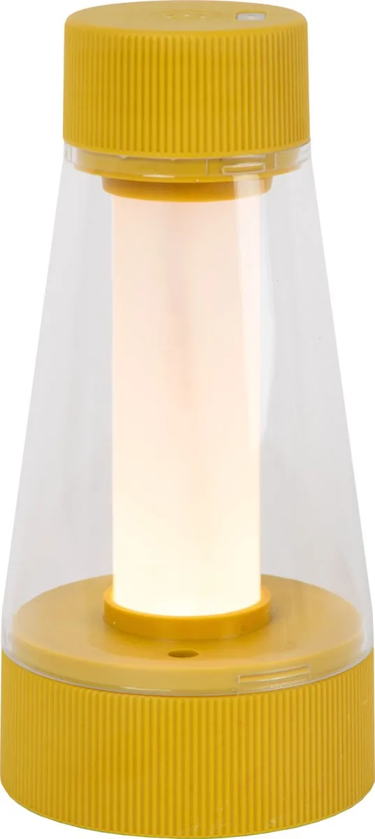 Lucide LORALI Oplaadbare Tafellamp - Ø7,7cm - 1x1,2W LED - IP44 - Okergeel