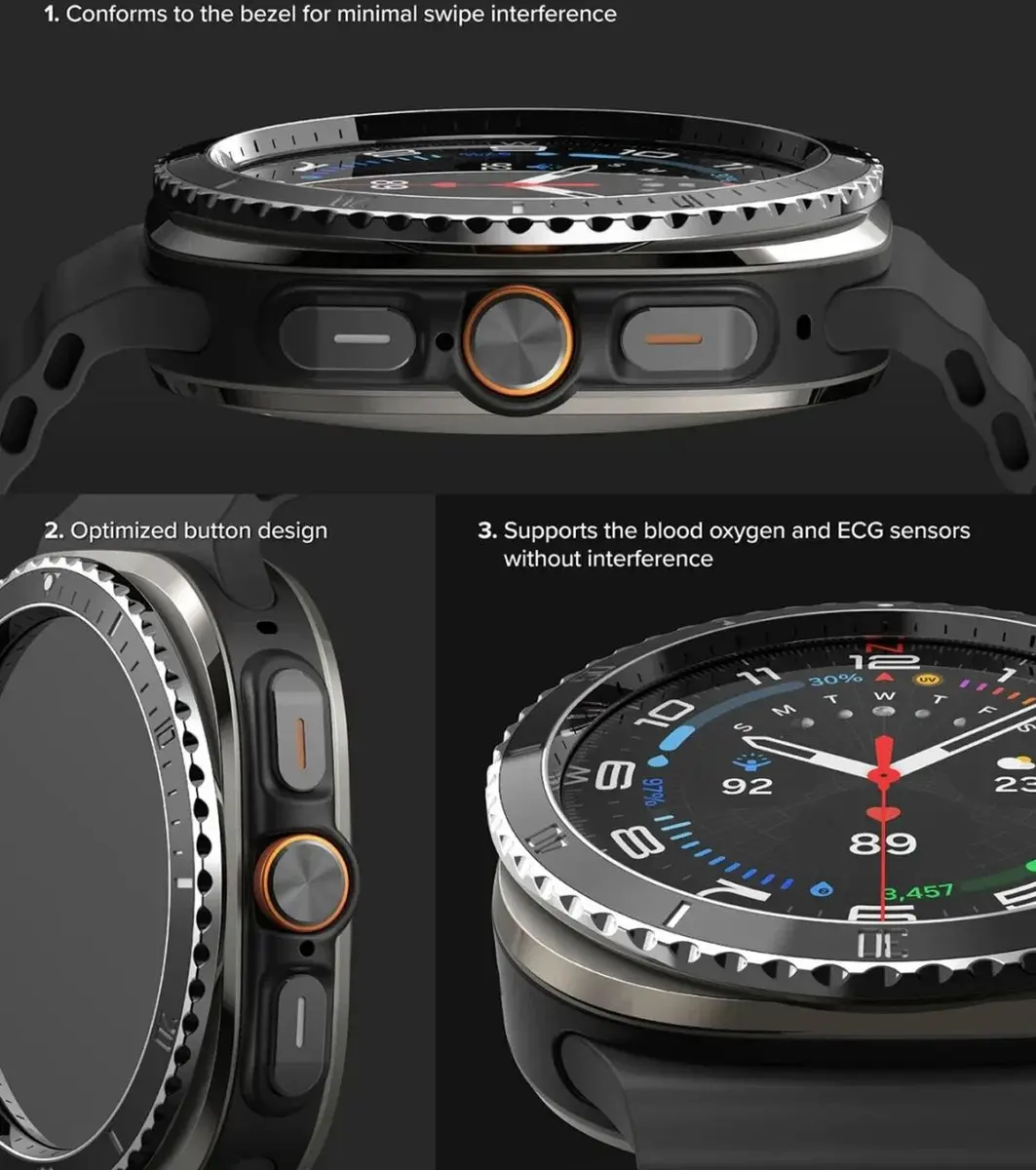 Ringke Bezel Styling + Tempered Glass Samsung Galaxy Watch Ultra 47mm - Zwart