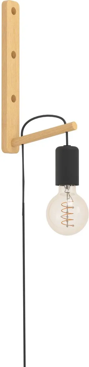 Eglo Pockley Wandlamp E27 - 29,5 cm - Bruin/Zwart