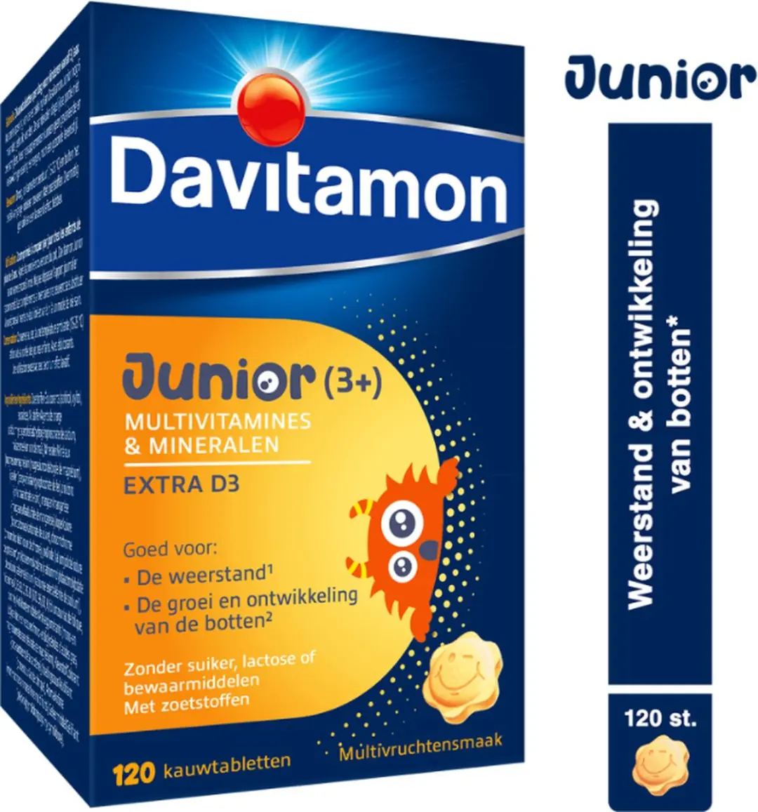 Davitamon Junior Multivruchten Kauwtabletten 120 Stuks