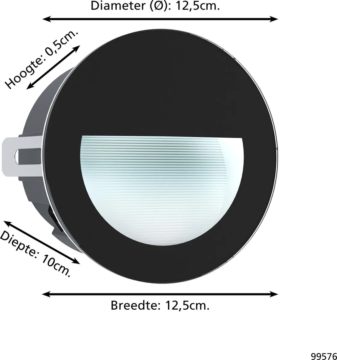 Eglo Aracena Inbouwarmatuur LED Ø12,5cm - Zwart