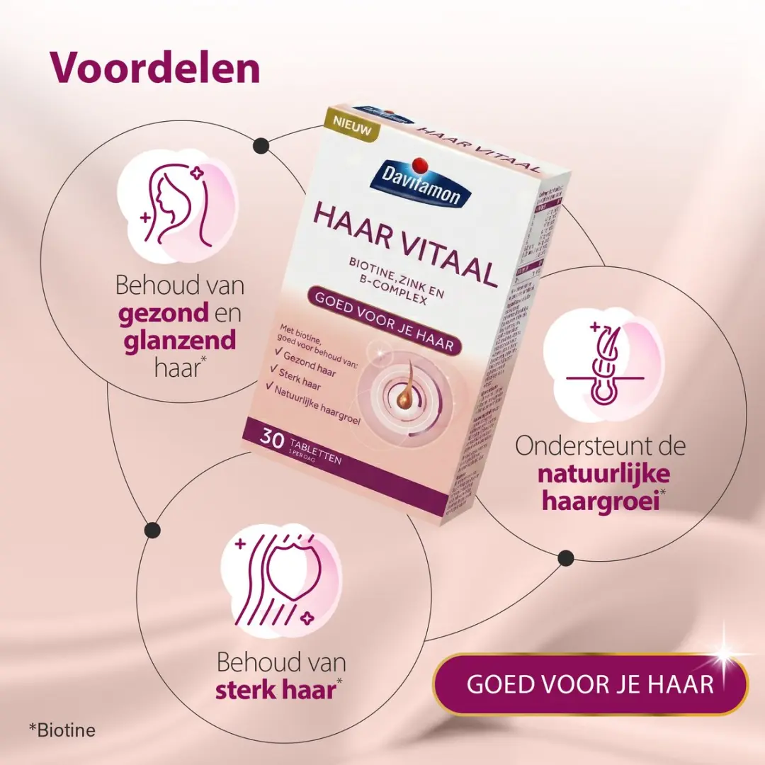 Davitamon Haar Vitaal Multivitaminen 30 tabletten - Biotine & Zink