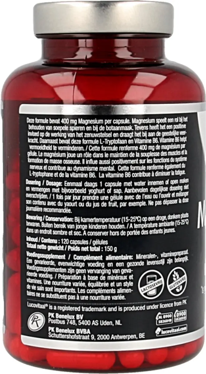 Lucovitaal Magnesium 400 + B6 + L-Tryptofaan 120 Capsules