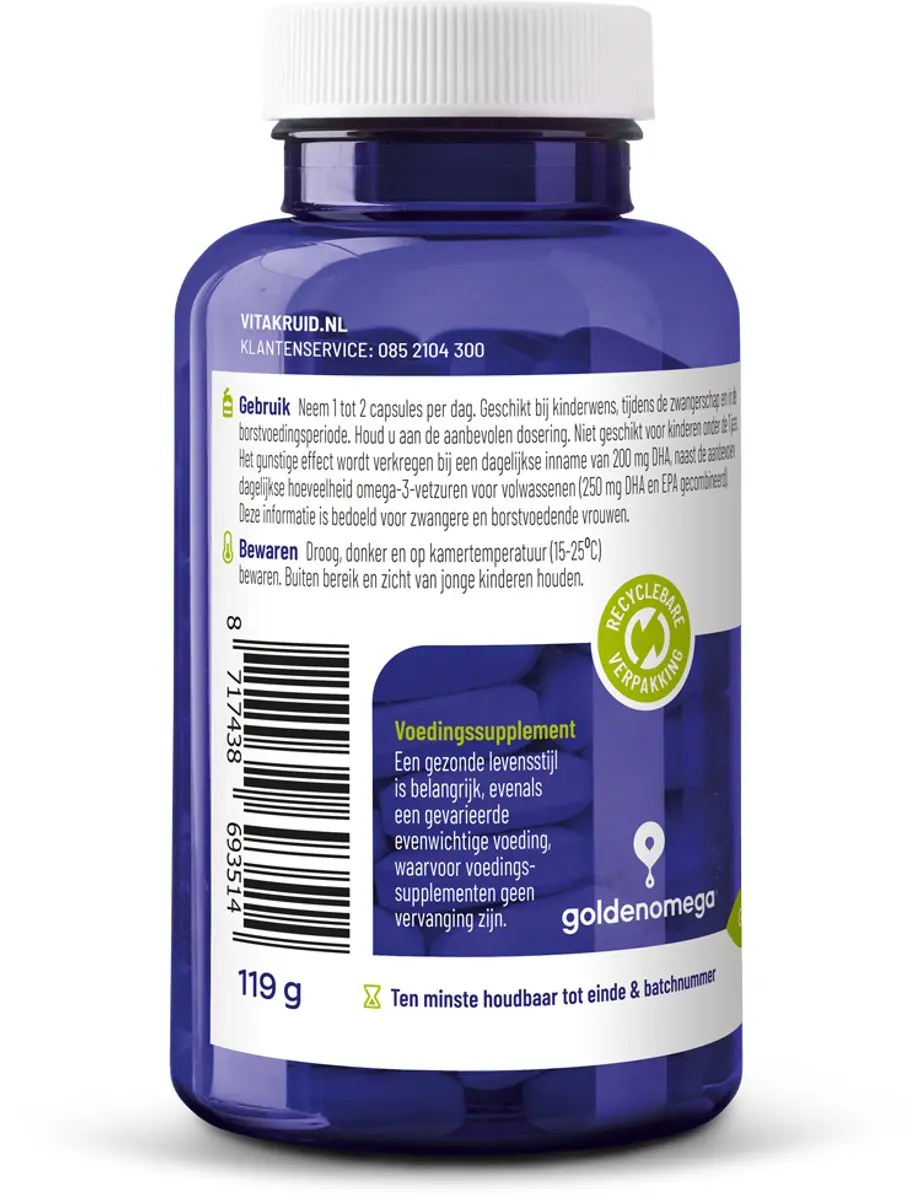 Vitakruid Visolie TG 1800 Mama 90 Softgels