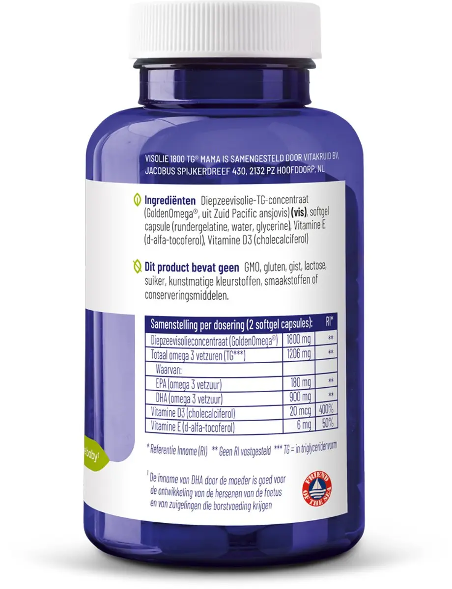 Vitakruid Visolie TG 1800 Mama 90 Softgels