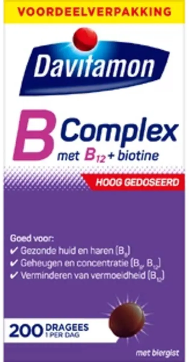 Davitamon Vitamine B-Complex met B12 + Biotine 200 Tabletten