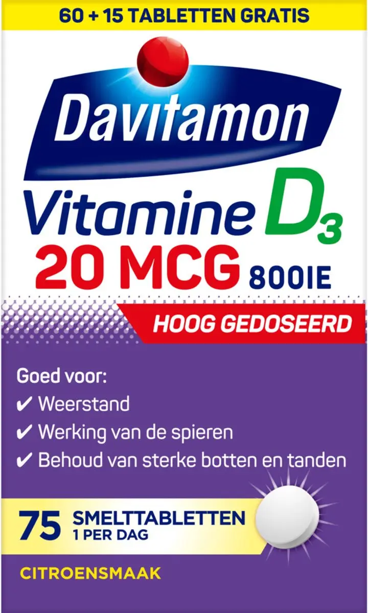 Davitamon Vitamine D3 20mcg Hooggedoseerd - 150 Smelttabletten