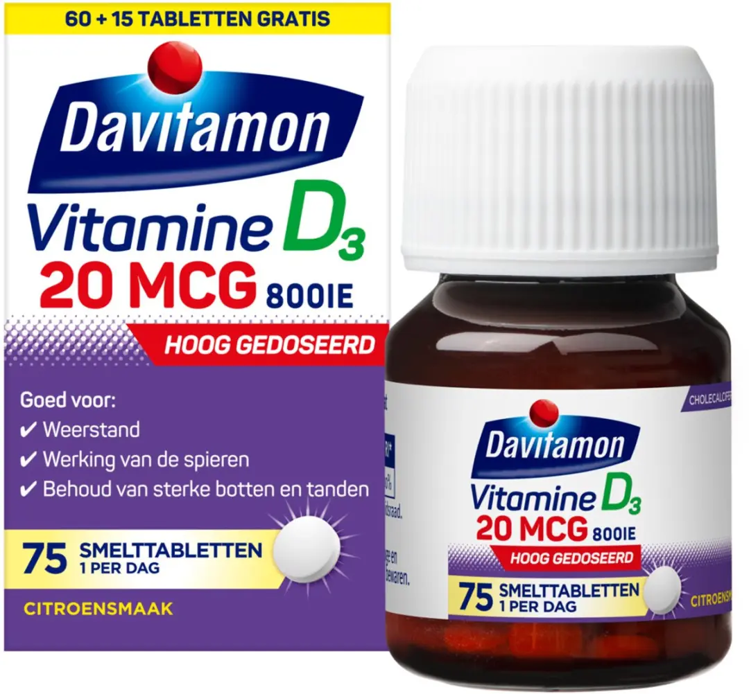 Davitamon Vitamine D3 20mcg Hooggedoseerd