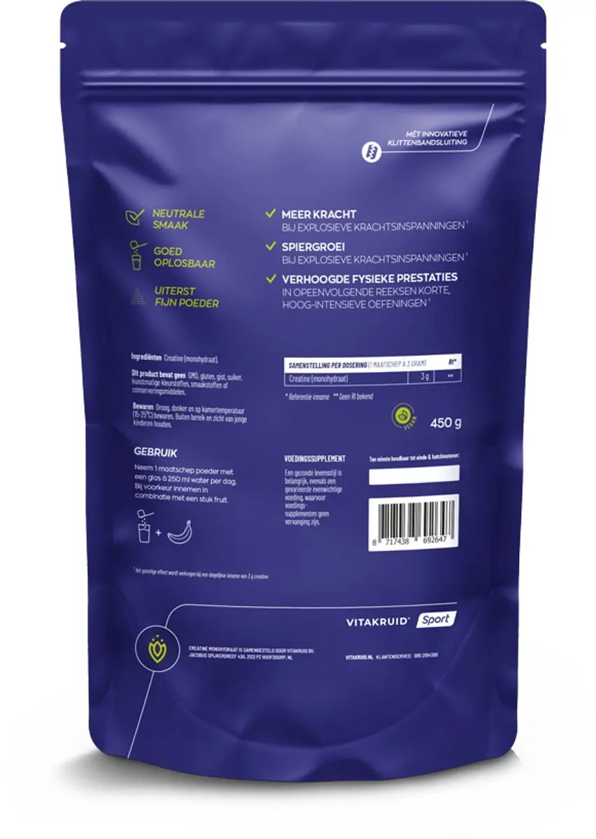 Vitakruid Creatine Monohydraat 450g
