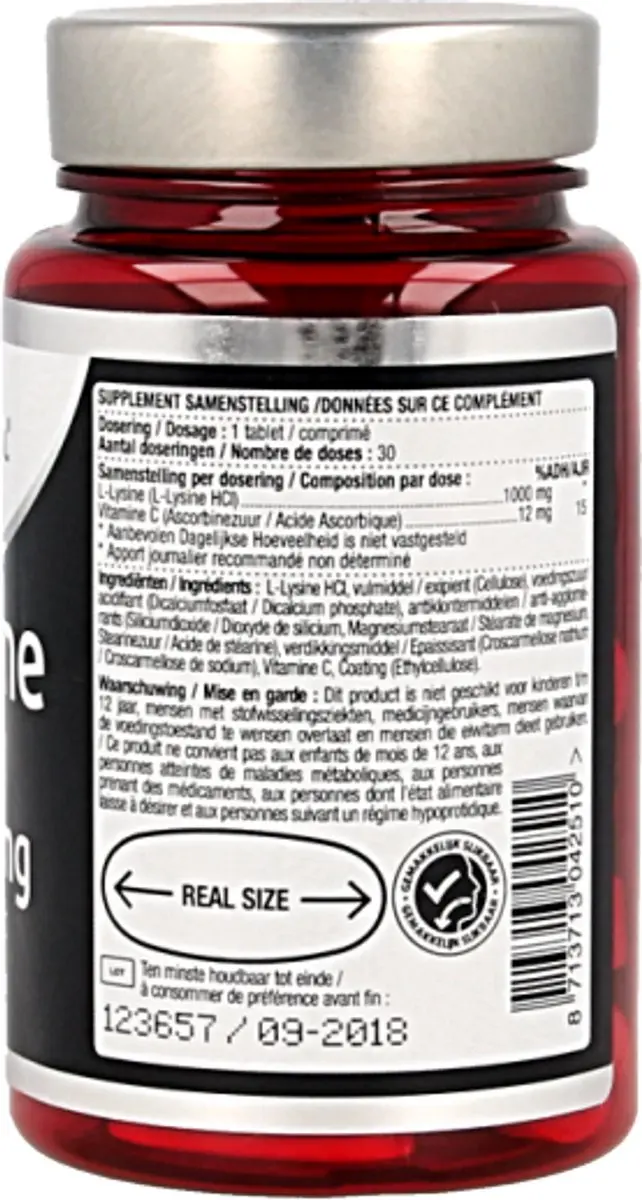 Lucovitaal L-Lysine One a Day 1000mg Voedingssupplement - 30 tabletten