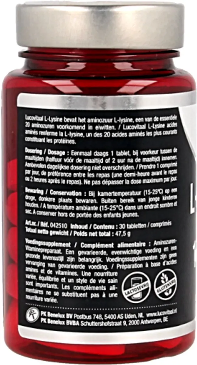 Lucovitaal L-Lysine One a Day 1000mg Voedingssupplement - 30 tabletten