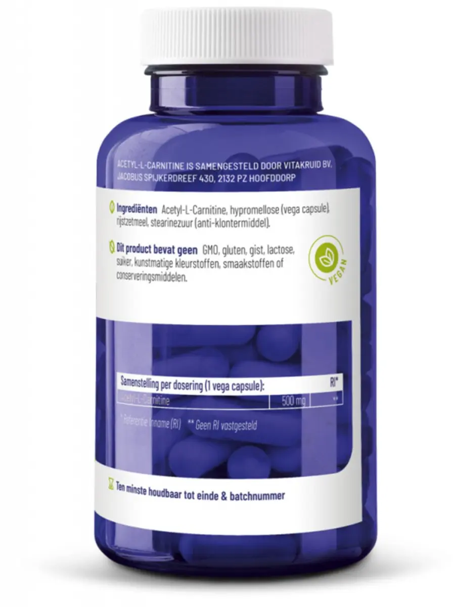 Vitakruid Acetyl L-Carnitine 500mg - 180 Vegancapsules