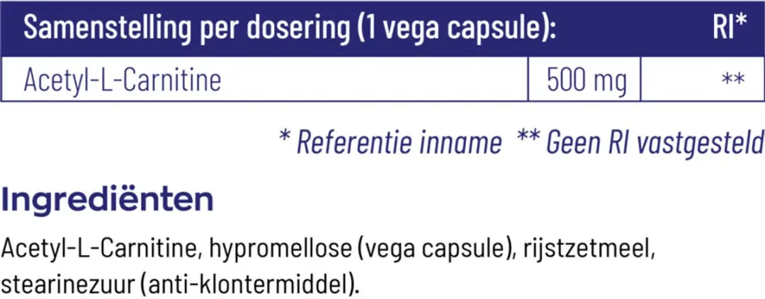 Vitakruid Acetyl L-Carnitine 500mg - 180 Vegancapsules