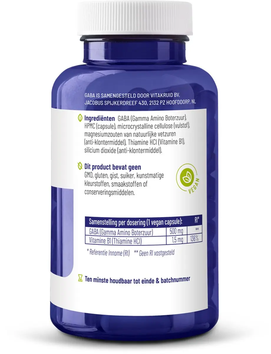 Vitakruid GABA met Vitamine B1 - 90 Stuks