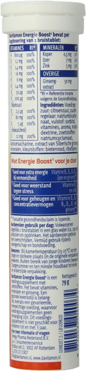 Davitamon Energie Boost Bruistabletten 20 Stuks