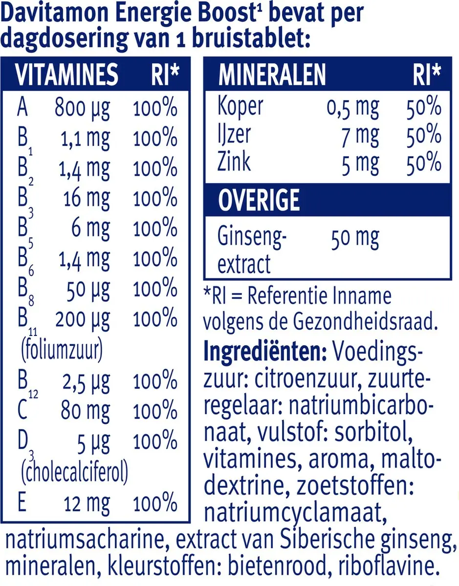 Davitamon Energie Boost Bruistabletten 20 Stuks