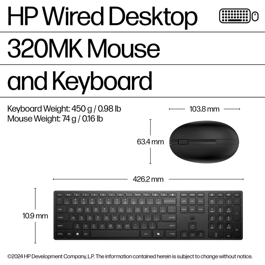 HP 320MK Muis & Toetsenbord - Zwart - afbeelding 5 van 6