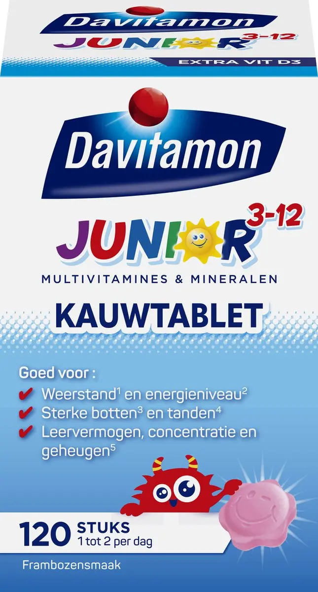 Davitamon Junior 3+ Kauwvitamines Framboos