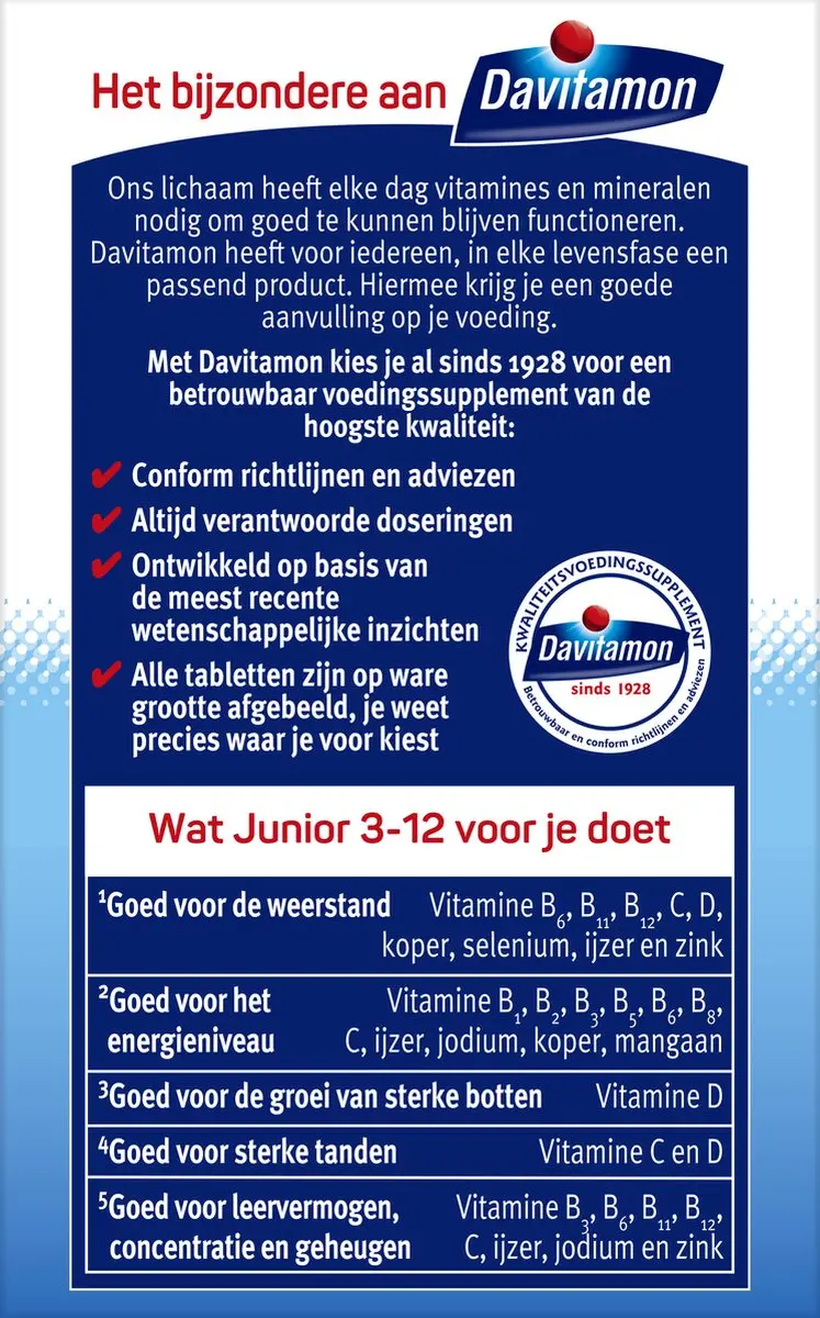 Davitamon Junior 3+ Kauwvitamines Framboos - 120 Stuks