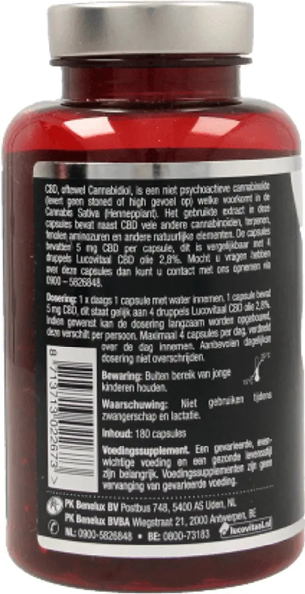 Lucovitaal CBD Voedingsupplement 5mg - 180 Capsules