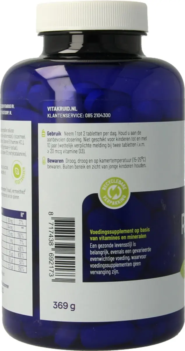 Vitakruid RelaxComplex Magnesium Tauraat & Vitamine D3 180 Tabletten - afbeelding 6 van 6