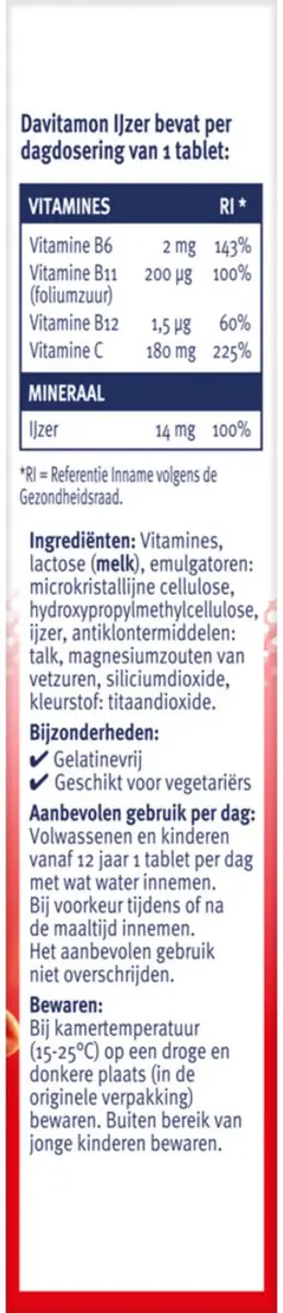 Davitamon IJzer Met Vitamine B12 - 66 tabletten
