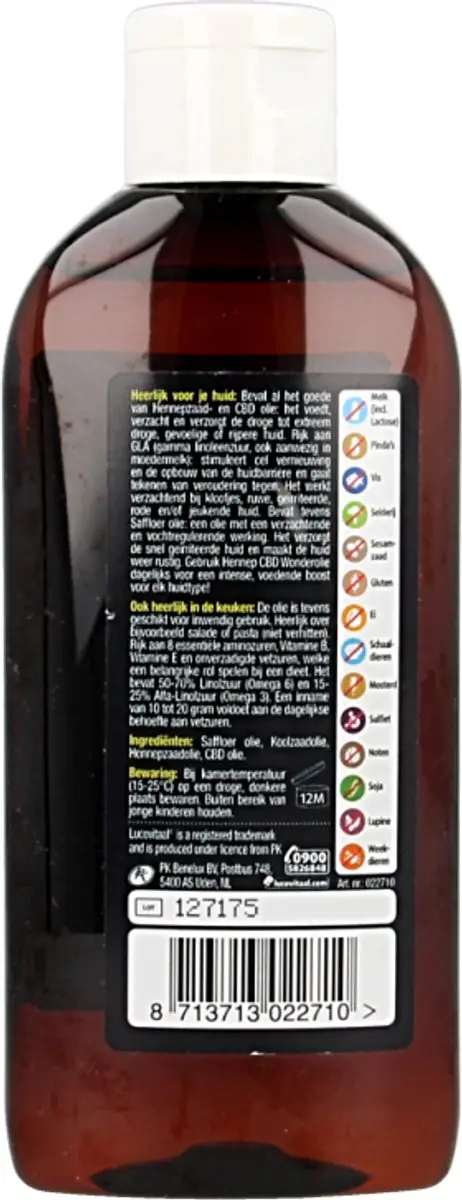Lucovitaal Hennep CBD Huidolie 200ml