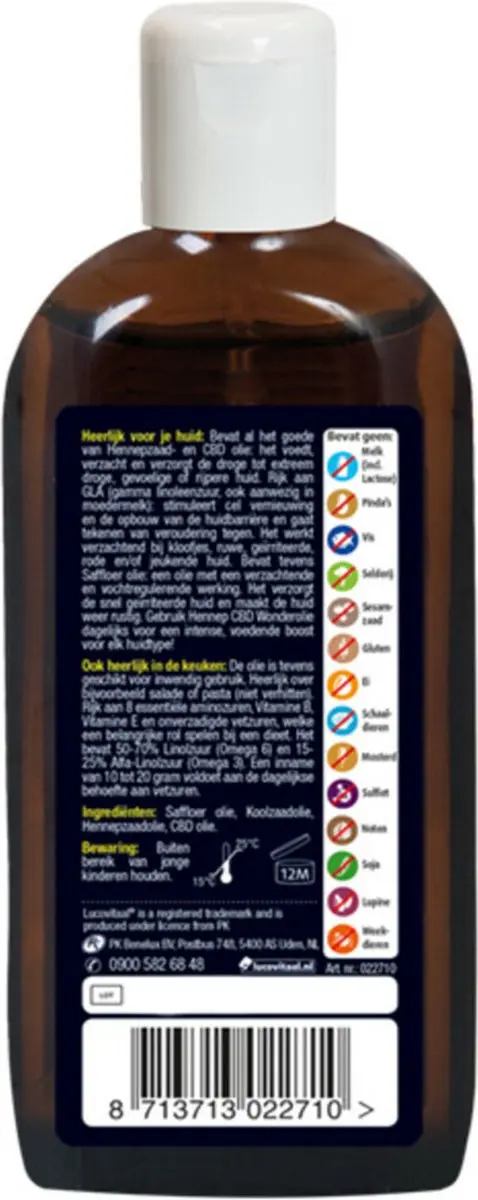 Lucovitaal Hennep CBD Huidolie 200ml