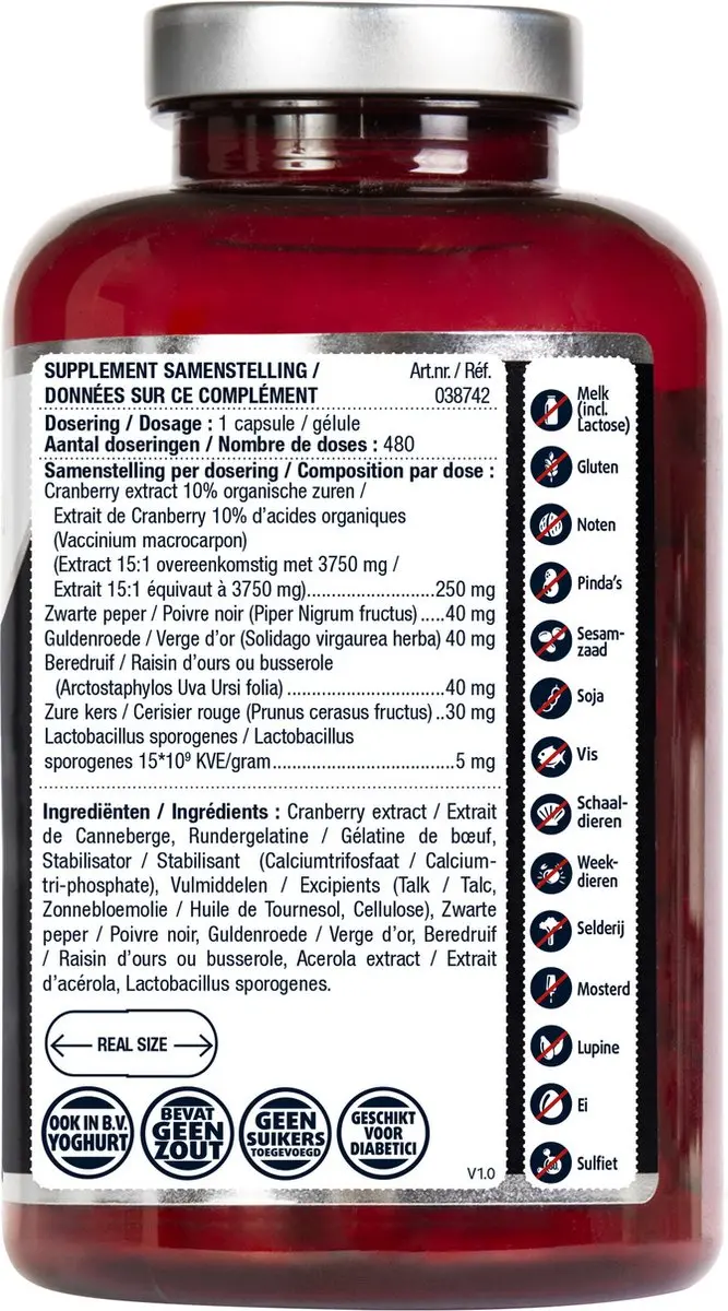 Lucovitaal Cranberry+ X-tra Forte Voedingssupplement 480 Capsules