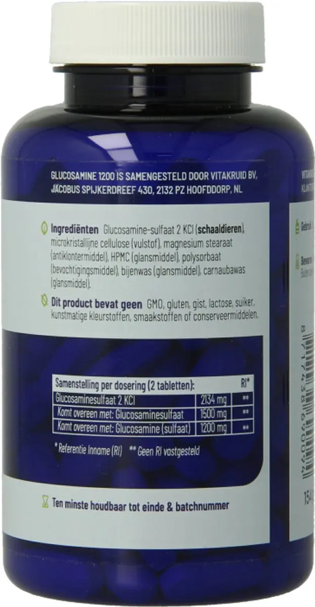 Vitakruid Glucosamine 1200 120 tabletten - afbeelding 6 van 6