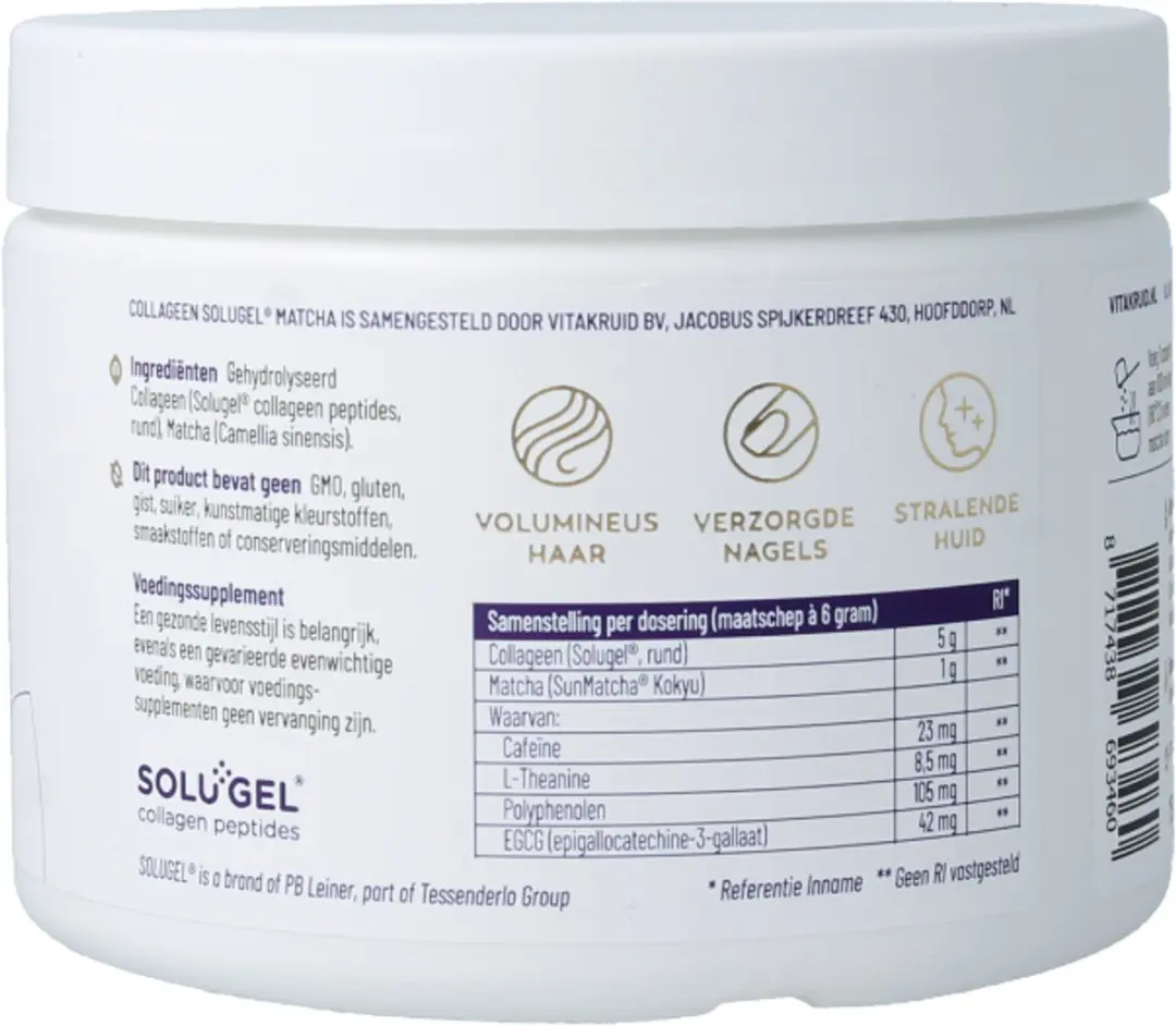 Vitakruid Collageen SunMatcha Solugel Poeder 150g