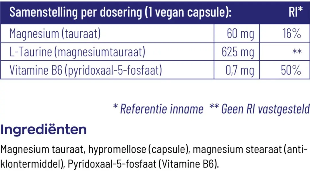 Vitakruid Magnesium Tauraat met P-5-P - 360g (2x180 Vegancapsules)