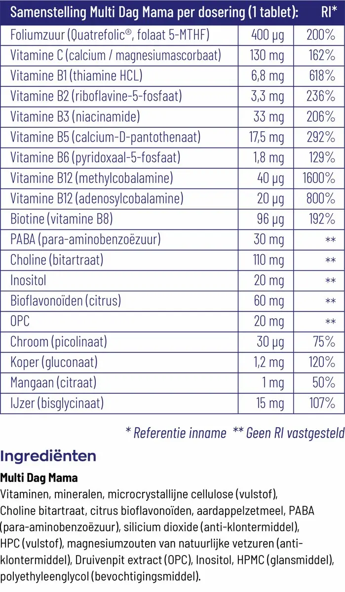 Vitakruid Multi Mama Dag & Nacht Voedingssuplement 60 Stuks