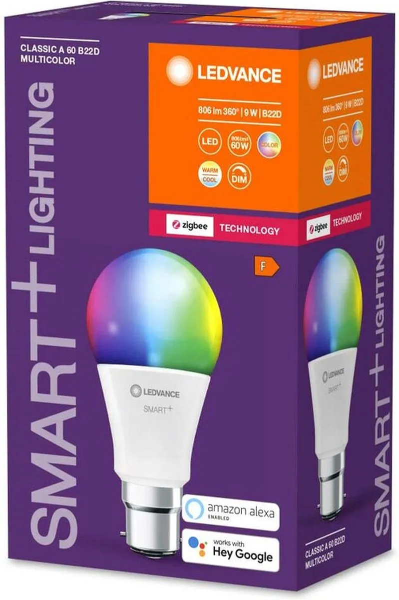 LEDVANCE SMART+ ZigBee Kleurwisselende B22 Lamp 9W - Mat - RGBW