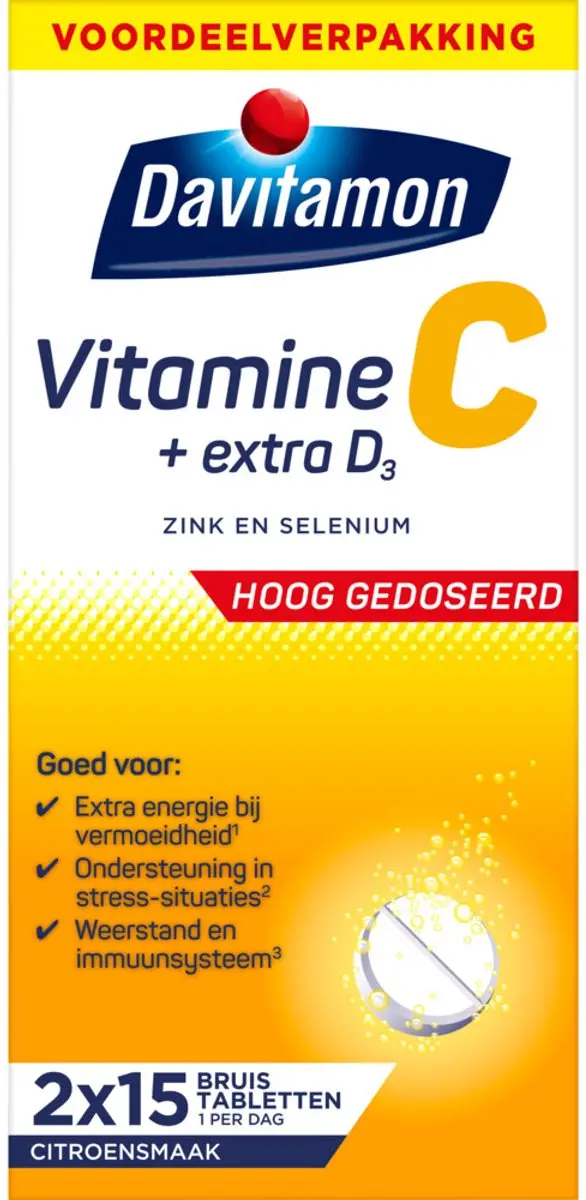 Davitamon Vitamine C + D3 Bruistabletten 30 Stuks