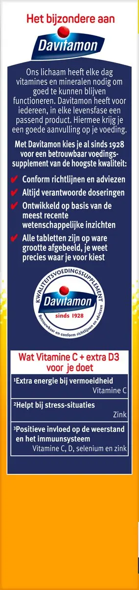 Davitamon Vitamine C + D3 Bruistabletten 30 Stuks - Citroensmaak