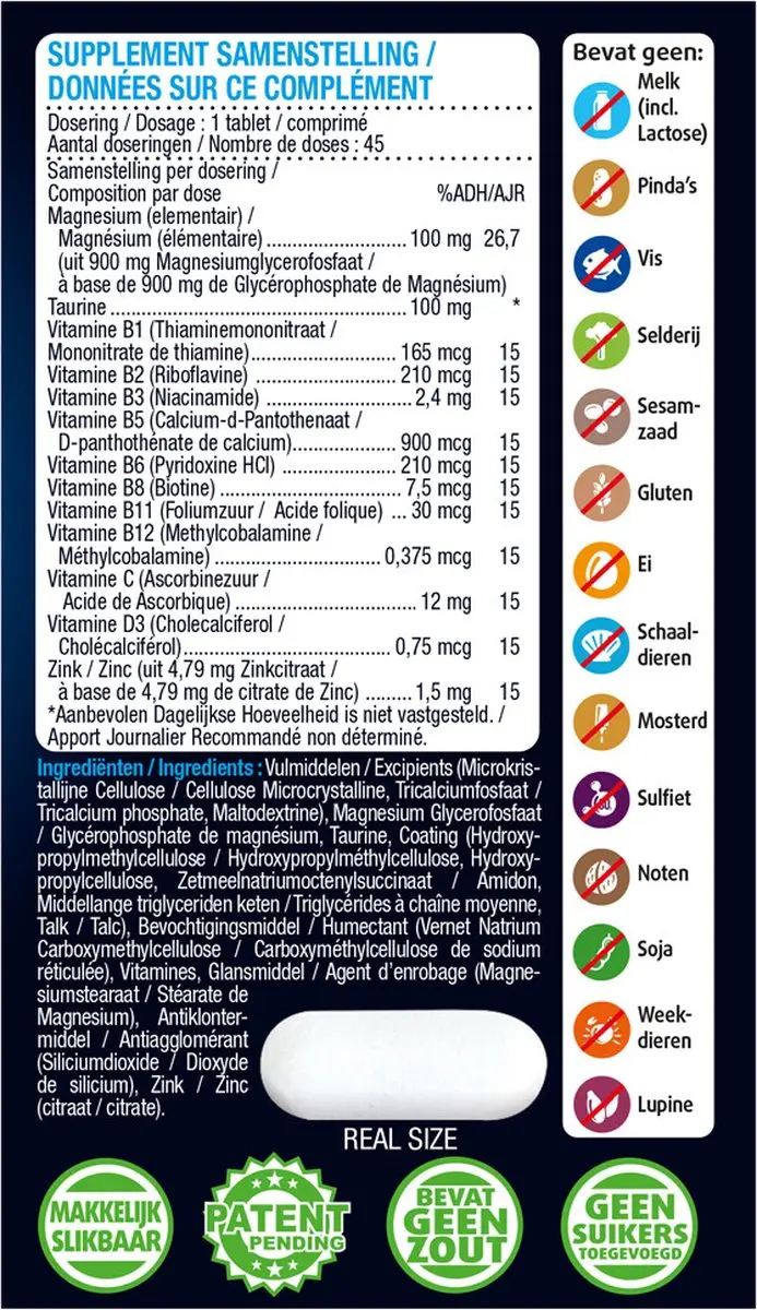 Lucovitaal Magnesium Spanning Stress Vermoeidheid 135g - 3x45 Tabletten