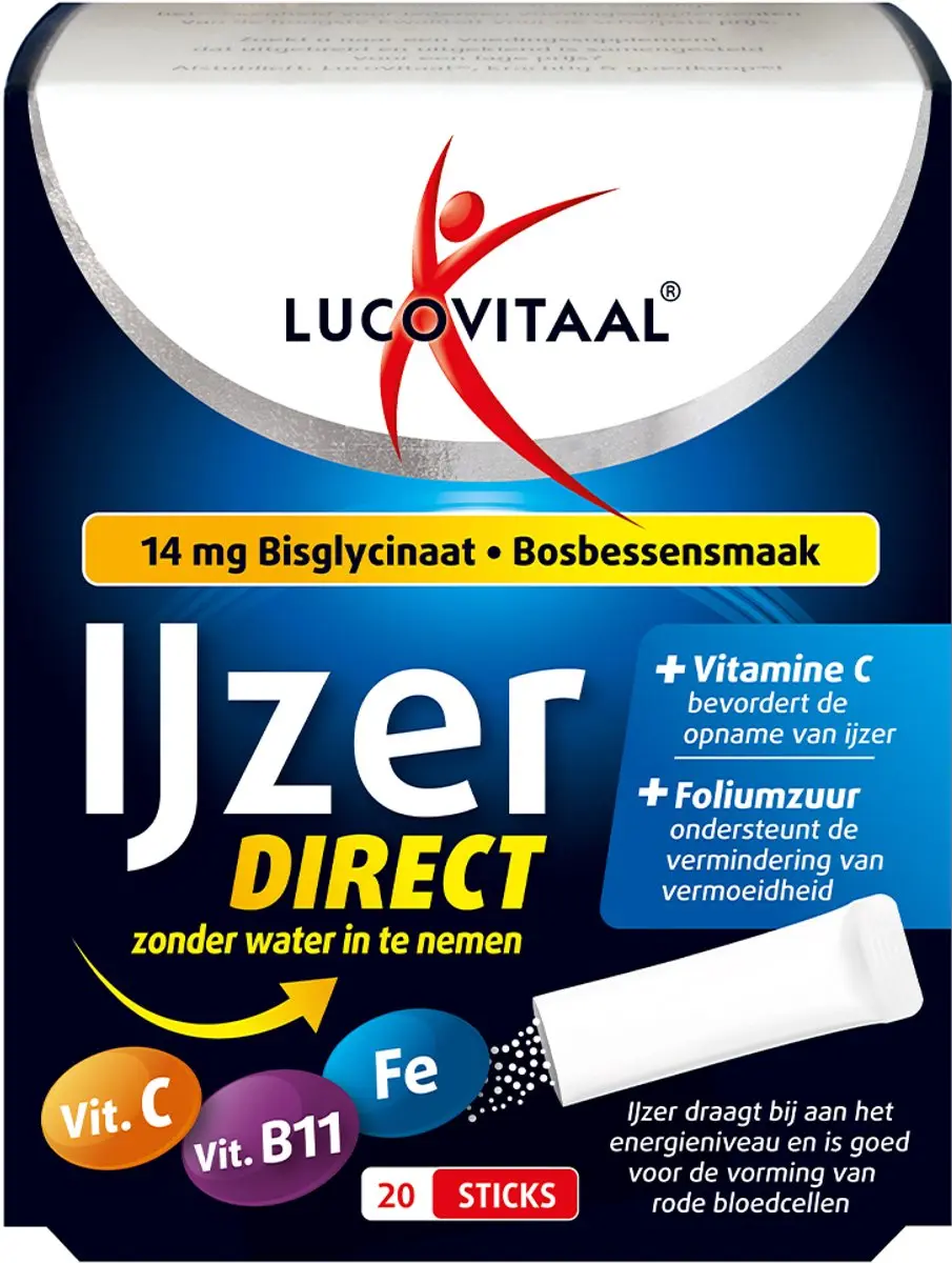 Lucovitaal IJzer Bisglycinaat Bosbes 20 Sachets