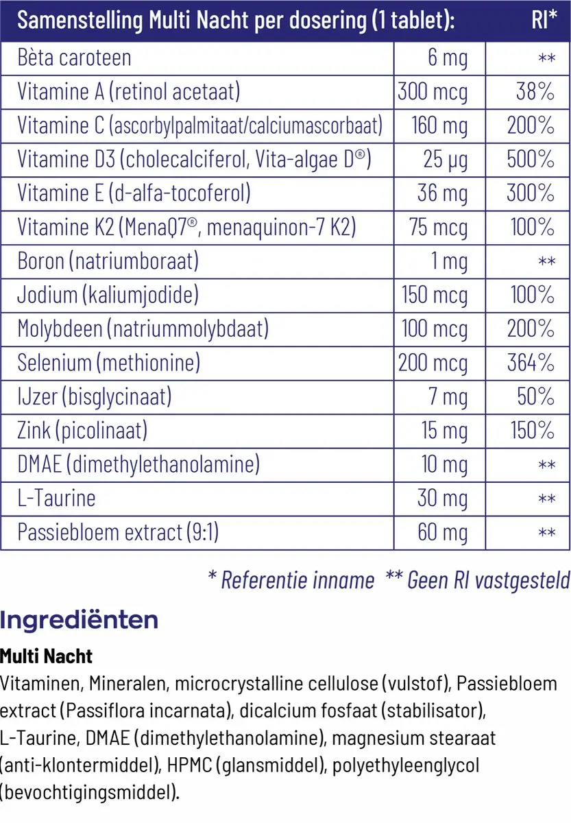Vitakruid Multi Nacht Voedingssupplement 90 Tabletten