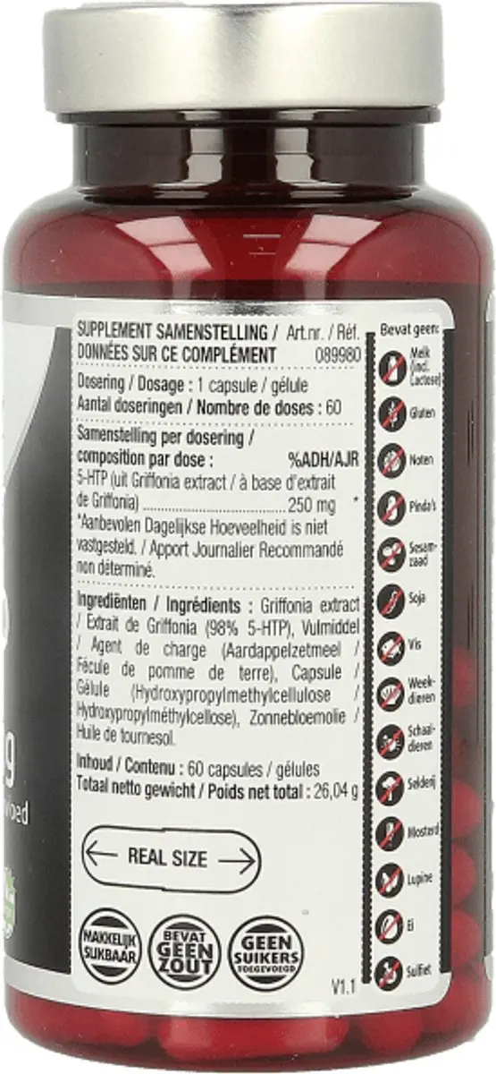 Lucovitaal 5-HTP Puur 250mg Vegan - 60 Capsules