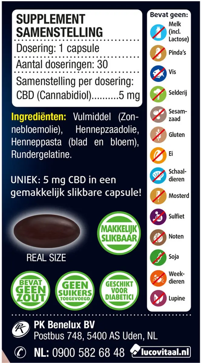 Lucovitaal CBD 5mg Capsules - 90 Stuks