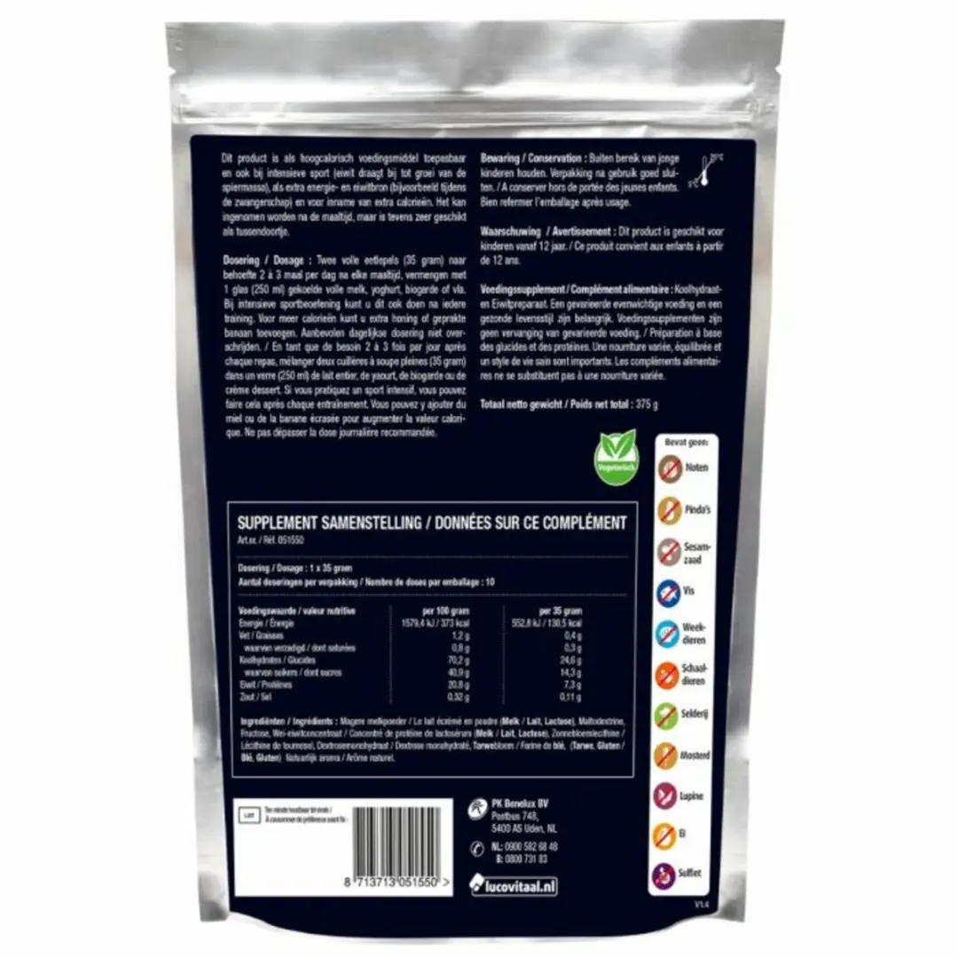 Lucovitaal Koolhydraten Gewichtstoename Poeder 3x375g