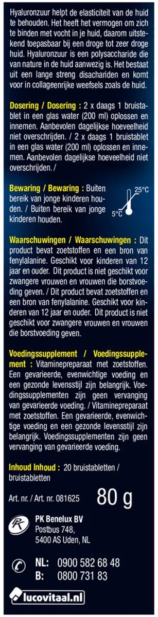 Lucovitaal Hyaluronzuur Bruistabletten - 20 Stuks