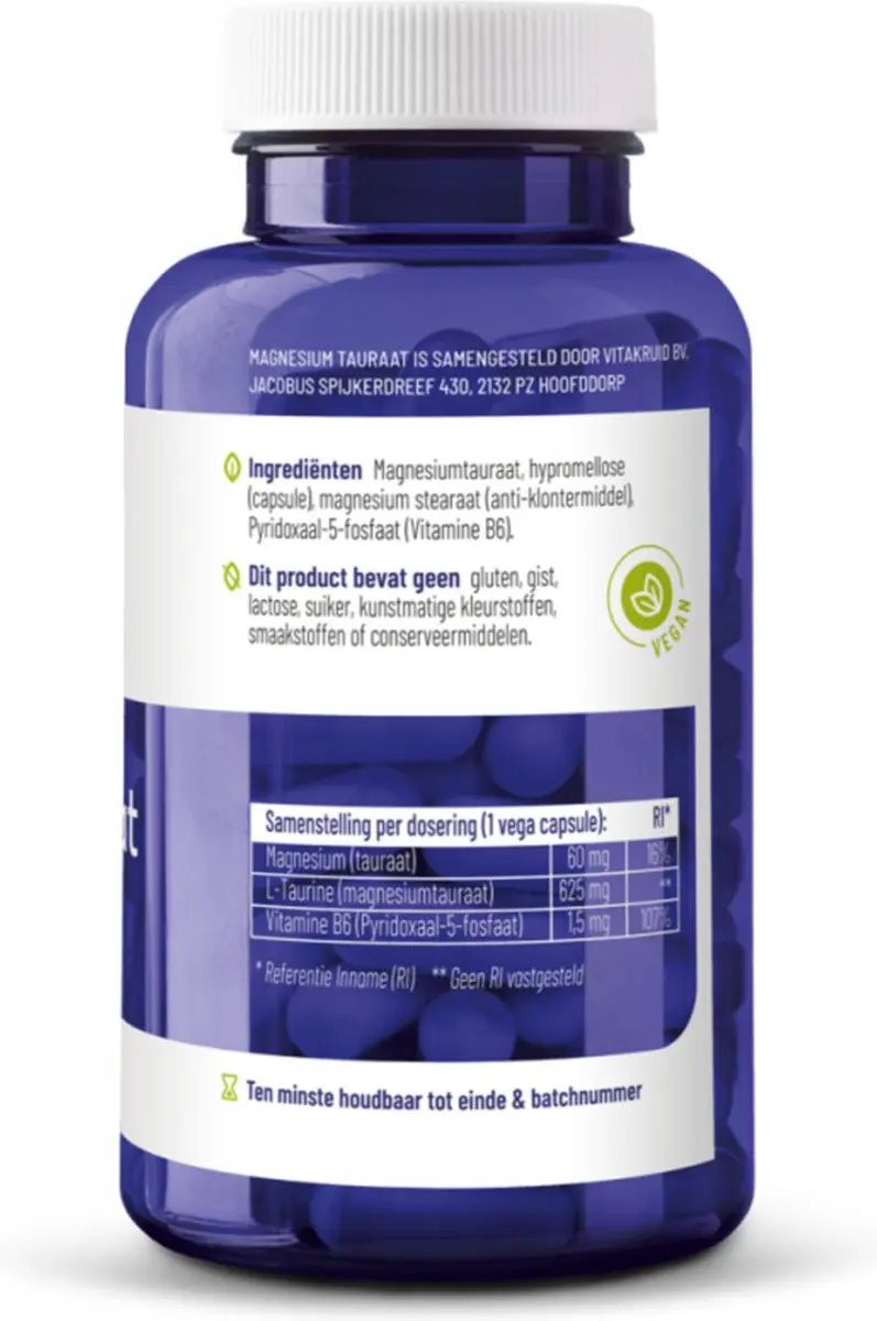 Vitakruid Magnesium Tauraat 180 Vegacapsules - Voordeelverpakking